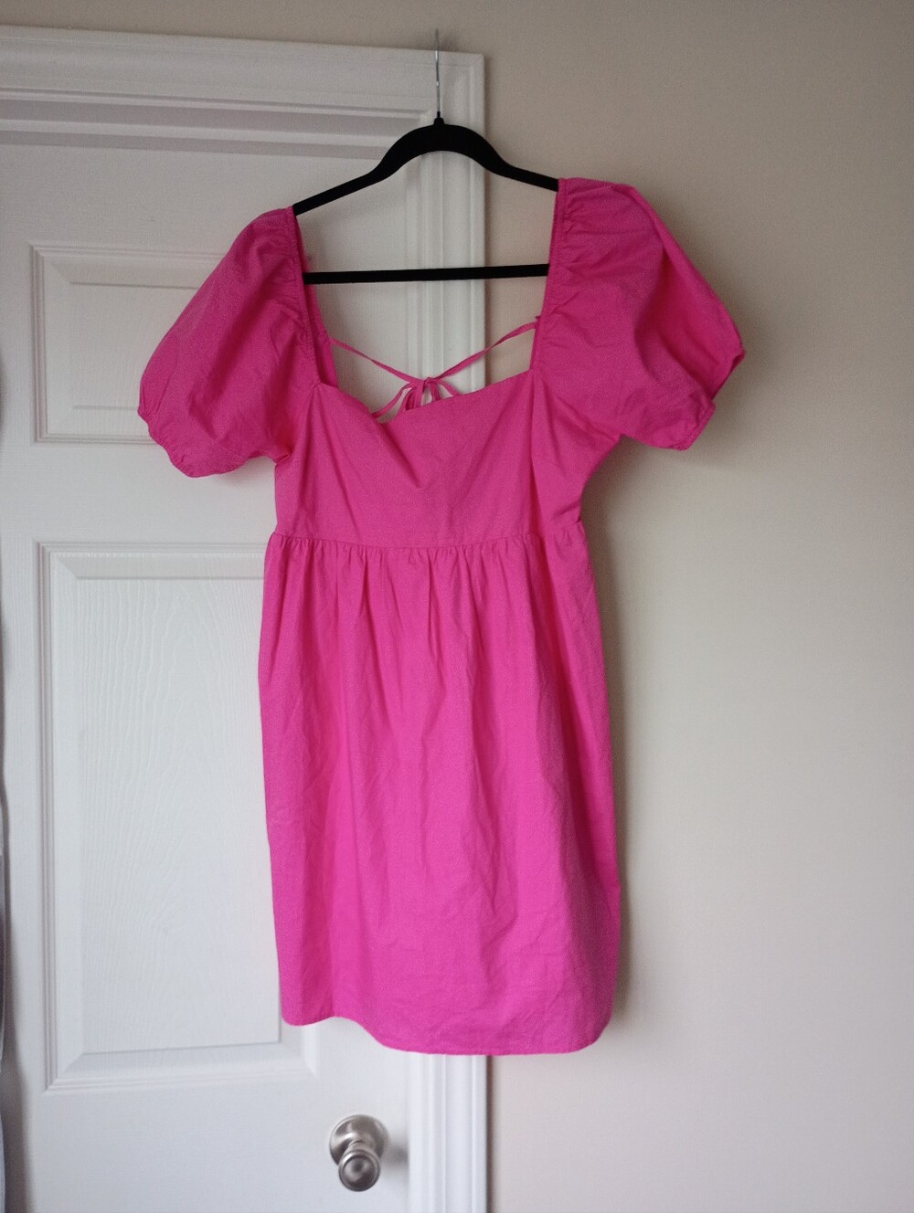 Le Lis Bright Pink Puff-Sleeve Summer Dress L